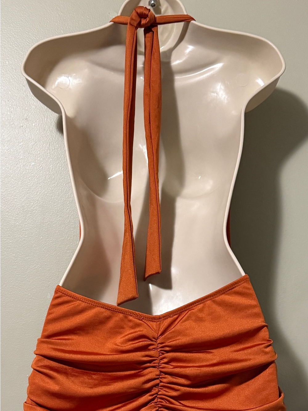 Dress Forum Burnt Orange Halter Cowl Neck Ruched Dress - Picture 5 of 7